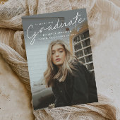 Modern Script Simple Photo Afstuderen Magnetische Uitnodiging