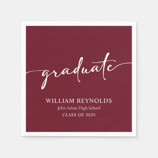 Modern Script Simple Photo Afstuderen Servet (Voorkant)