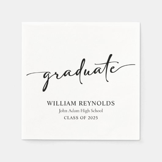 Modern Script Simple Photo Afstuderen Servet (Voorkant)