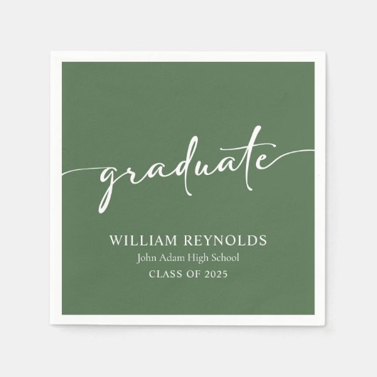 Modern Script Simple Photo Afstuderen Servet (Voorkant)