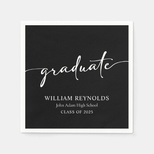 Modern Script Simple Photo Afstuderen Servet (Voorkant)