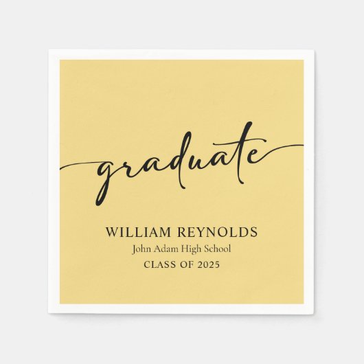 Modern Script Simple Photo Afstuderen Servet (Voorkant)