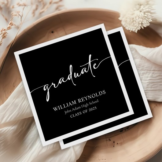 Modern Script Simple Photo Afstuderen Servet