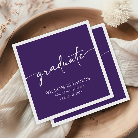 Modern Script Simple Photo Afstuderen Servet