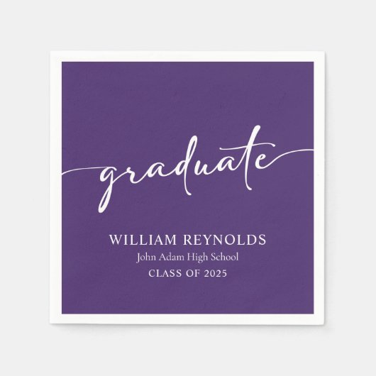 Modern Script Simple Photo Afstuderen Servet (Voorkant)