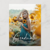Modern Script Simple Photo Afstuderen Uitnodiging Briefkaart (Voorkant)
