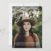 Modern Script Simple Photo Graduation Announcement Kaart (Voorkant)