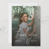 Modern Script Simple Photo Graduation  Bedankkaart (Voorkant)