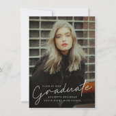 Modern Script Simple Photo Graduation Invitations (Voorkant)