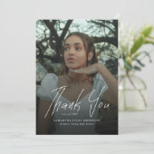 Modern Script Simple Photo High School Graduation Bedankkaart (Staand voorkant)
