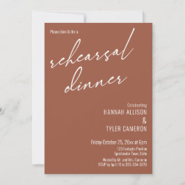 Modern Script Simple Rehearsal Dinner Terracotta Kaart