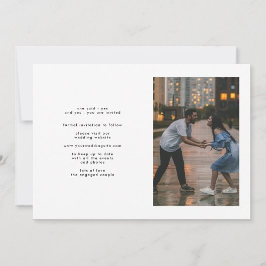 Modern script Sla de datum bruiloft uitnodiging (Achterkant)