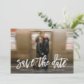 Modern script Sla de datum foto aankondiging (Staand voorkant)