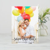Modern script Sla de datum fotokaart op Save The Date (Staand voorkant)