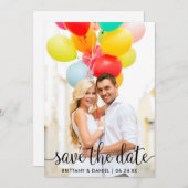 Modern script Sla de datum fotokaart op Save The Date (Voorkant / Achterkant)