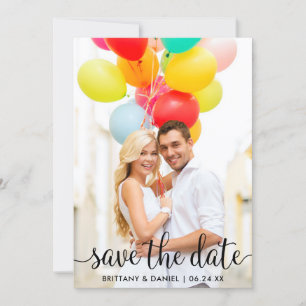 Modern script Sla de datum fotokaart op Save The Date