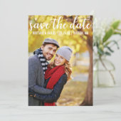 Modern script | Sla de datum-paar-fotokaart op Save The Date (Staand voorkant)