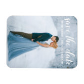 Modern script Sla de datum Verloving foto w Magneet (Horizontaal)