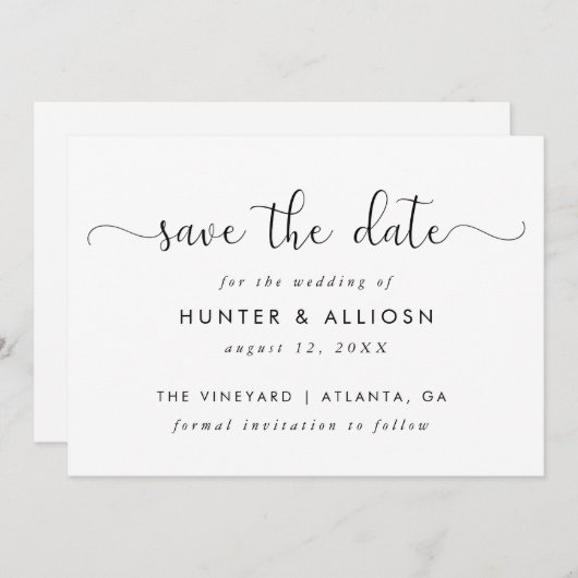 Modern script slaat de datum op | Begrotingsbrochu Kaart (Voorkant / Achterkant)