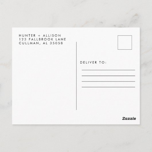 Modern script slaat de datum op briefkaart (Achterkant)