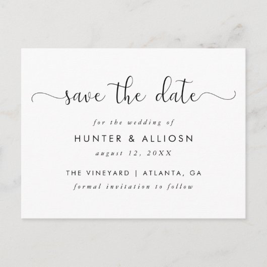 Modern script slaat de datum op briefkaart (Voorkant)