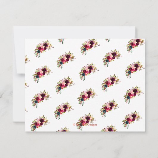 Modern script slaat onze datum op, Waterverf bloem Save The Date (Achterkant)