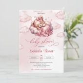 Modern script slapen beer meisje Baby shower Kaart (Staand voorkant)