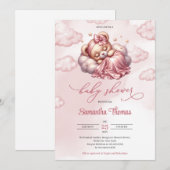 Modern script slapen beer meisje Baby shower Kaart (Voorkant / Achterkant)