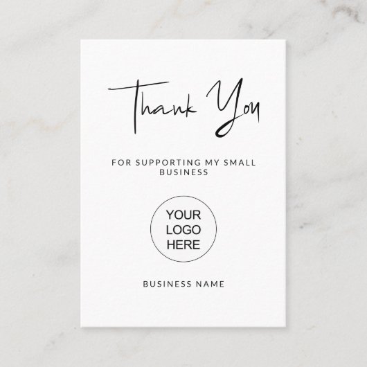 Modern Script Small Business-bedankkaart Visitekaartje (Voorkant)
