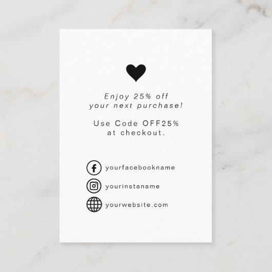 Modern Script Small Business-bedankkaart Visitekaartje (Achterkant)