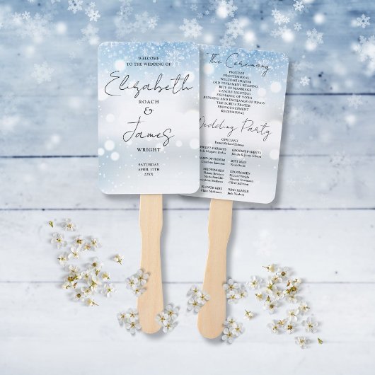 Modern Script Sneeuwvlokken Winter Bruiloftsprogra Handwaaier