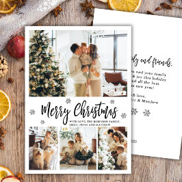 Modern Script Snowflake 4 Fotocollage Kerstmis Feestdagenkaart