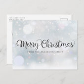 Modern Script Snowflakes Corporate Feestdagenkaart (Voorkant / Achterkant)