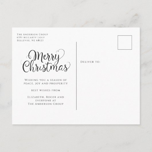 Modern Script Snowflakes Corporate Feestdagenkaart (Achterkant)