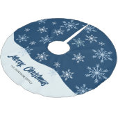 Modern Script Snowflakes Donkerblauw Kerstmis Kerstboom Rok (Gekanteld)