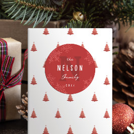 Modern Script Snowflakes Family Name Holiday Favor Ronde Sticker