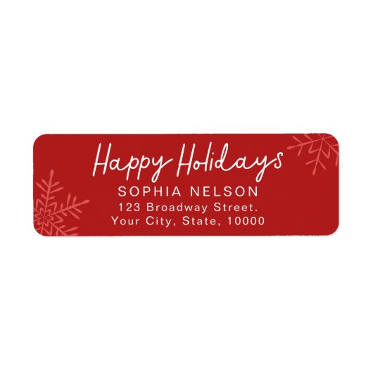 Modern Script Snowflakes Holidays Return Address Etiket (Voorkant)