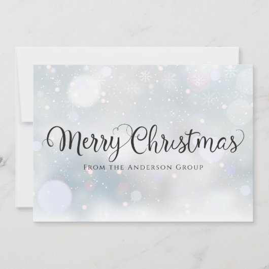 Modern Script Snowflakes Kantoor Holiday Kaart (Voorkant)