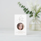 Modern Script Sociale Media QR-code Voeg uw foto t Visitekaartje (Staand voorkant)