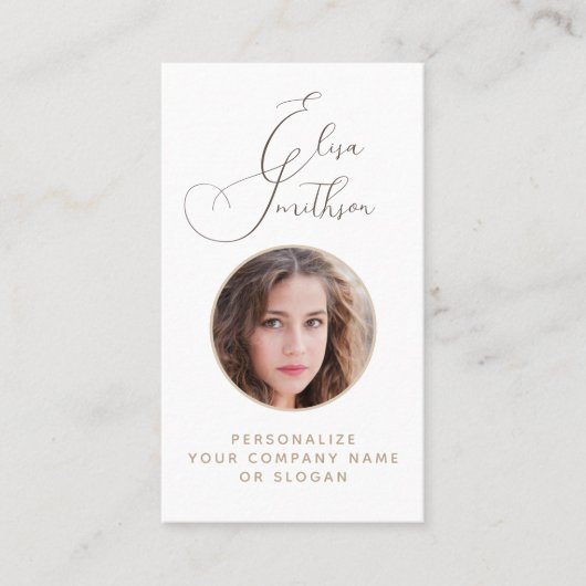 Modern Script Sociale Media QR-code Voeg uw foto t Visitekaartje (Voorkant)