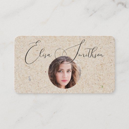 Modern Script Sociale Media QR-code Voeg uw foto t Visitekaartje (Voorkant)