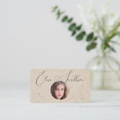 Modern Script Sociale Media QR-code Voeg uw foto t Visitekaartje (Staand voorkant)