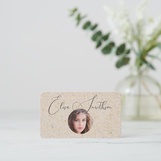 Modern Script Sociale Media QR-code Voeg uw foto t Visitekaartje (Staand voorkant)