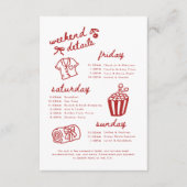 Modern Script Spa Bachelorette Weekend Itinerarium Informatiekaartje (Voorkant)