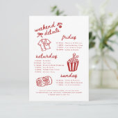Modern Script Spa Bachelorette Weekend Itinerarium Informatiekaartje (Staand voorkant)