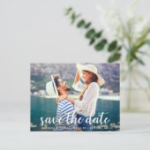 Modern script | Sparen de Foto van de Aankondiging Briefkaart (Staand voorkant)