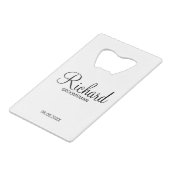 Modern script - speciaal gepersonaliseerd Groomsma Creditkaart Flessenopener (Voorkant Gekanteld)