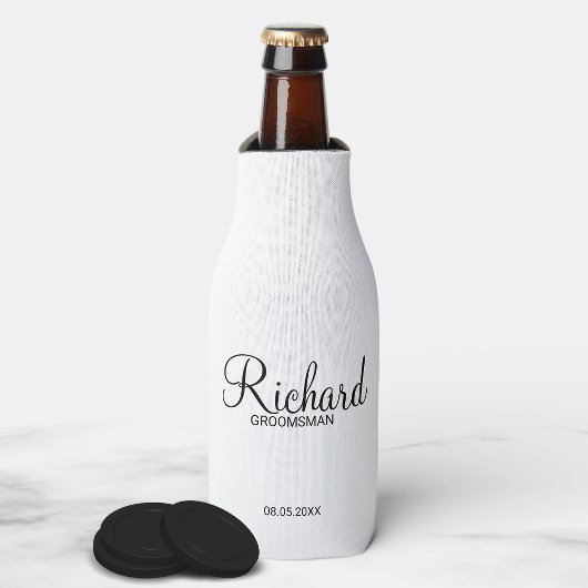 Modern script - speciaal gepersonaliseerd Groomsma Flesjeskoeler