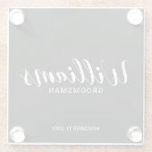 Modern script - speciaal gepersonaliseerd Groomsma Glazen Onderzetter (Achterkant)
