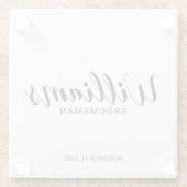 Modern script - speciaal gepersonaliseerd Groomsma Glazen Onderzetter (Achterkant)
